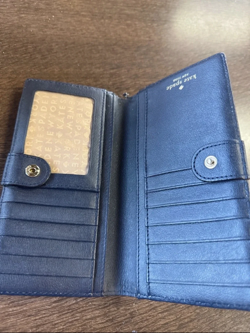 kate spade Blue Multi Gingham Zip Card Holder